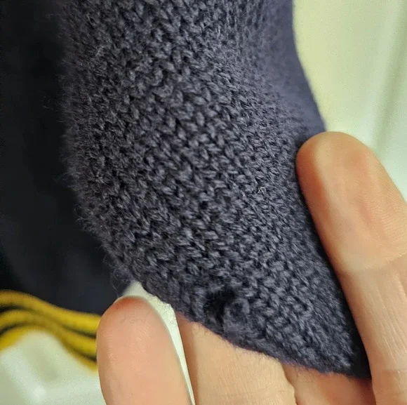 Esprit Sport M 80s Navy Yellow Argyle Wool Collared Sweater Preppy Collegiate - Picture 4 of 7